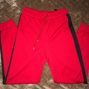 NEW. Forever21 Red With Black Stripe TrackPants
